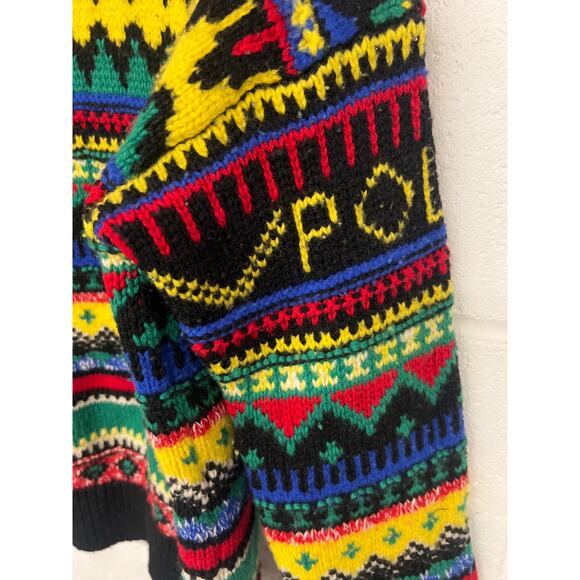 polo Ralph Lauren Sz xs xsmall multi fair Isle Wool-Blend Jumper printed thick - Picture 2 of 4